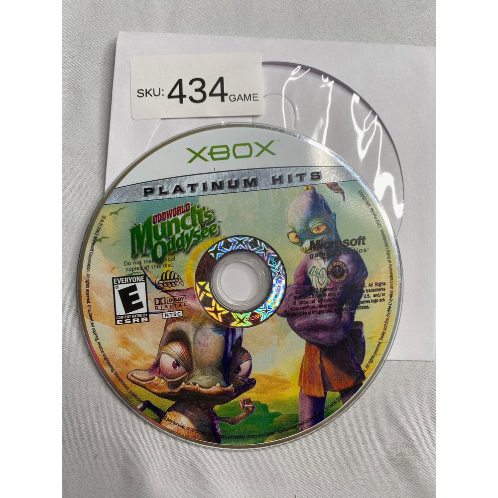 Oddworld Munch's Oddysee Microsoft Xbox Platinum Hits Game Disc Only